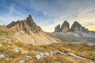 Photo art by Michael Valjak: Paternkofel and the Three Peaks at sunset.