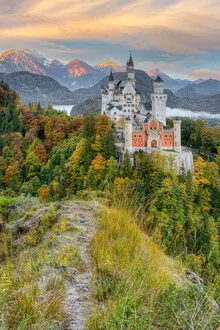 Photo art by Michael Valjak: Neuschwanstein Castle at sunset
