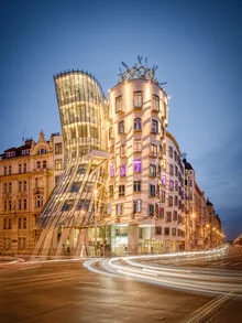 Photo art by Michael Valjak: Dancing House in Prague during the blue hour