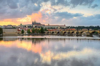Beautiful photo art by Michael Valjak: Prague Castle and Charles Bridge at sunset
