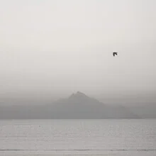 Photo art by Lena Weisbek: calm black and white image of Holy Mount Athos.