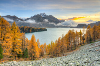 Michael Valjak, Evening at the Silsersee in the Engadine in Switzerland (Switzerland, Europe)