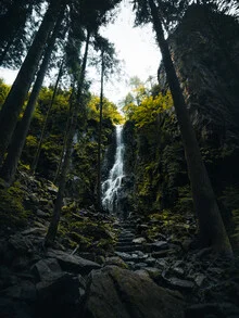 Photo art by Jan Pallmer: serene waterfall in the Black Forest