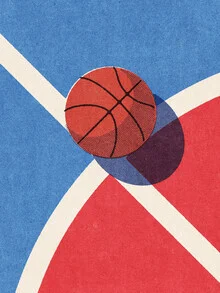 Illustration von Daniel Coulmann: minimalistisches Basketballspiel im Freien