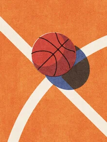 Illustration von Daniel Coulmann: geometrisches Basketballfeld in sanften Farben