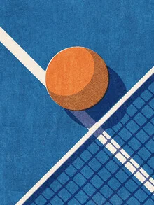 Illustration von Daniel Coulmann: Geometrische Tischtennis-Bälle auf einem hellen Hintergrund