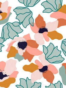 Illustration by Uma Gokhale: floral pattern in soft pastel colors