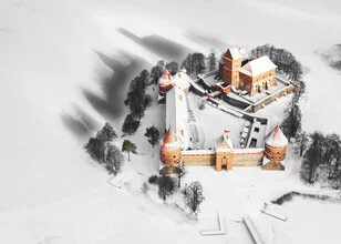 Photo art by Giedra Bartas: two castles on a winter island