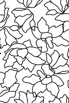 Illustration by Uma Gokhale: minimalist botanical pattern in black and white