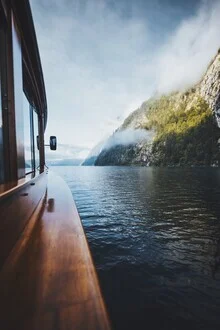 Photo art by Patrick Monatsberger: boat ride on the misty Königssee