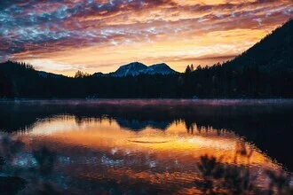 Photo art by Patrick Monatsberger: calm morning at Hintersee with soft colors
