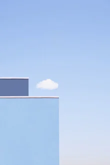 Photo art by Rupert Höller: soft pastel colors of a minimalist house with clouds