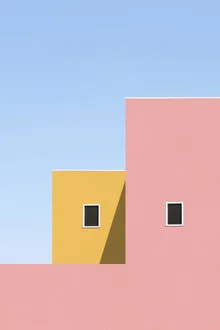 Photo art by Rupert Höller: facade of a house with soft pastel colors and symmetry