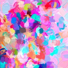 Wall art by Uma Gokhale: colorful abstract depiction of a candy shop