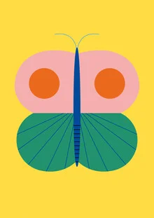 Illustration eines bunten Schmetterlings mit geometrischen Flügeln