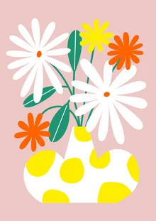 Wandbild mit bunten Blumen: stilvolle, minimalistische Illustration.