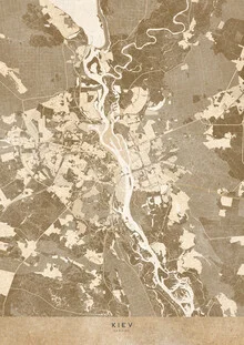 Sepia map of Kiev: nostalgic representation of a historical area