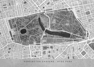 Wall art by Rosana Laiz García: stylized map of Kensington Gardens in London