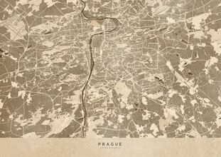 Wall art by Rosana Laiz García: sepia-toned map of Prague