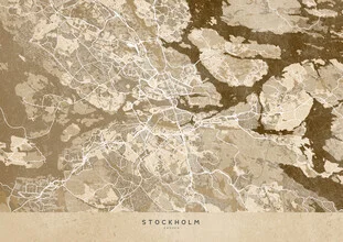 Wall art of a sepia vintage map of Stockholm