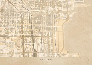 Wall art by Rosana Laiz García: sepia-toned map of Chicago