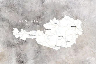Illustration of Austria: stylized map with soft colors