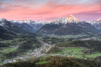 Photo art by Michael Valjak: gentle morning mood over Berchtesgaden and Watzmann