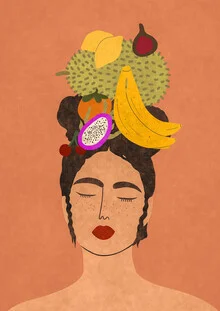 Illustration von Lemon Fee: Frau mit exotischen Früchten im Haar