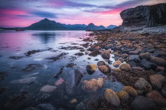 Sunrise over Elgol featuring rocks and coastal landscape on the Isle of Skye.