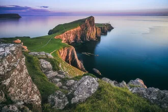 Photo art by Jean Claude Castor: Neist Point at blue hour with calm sea
