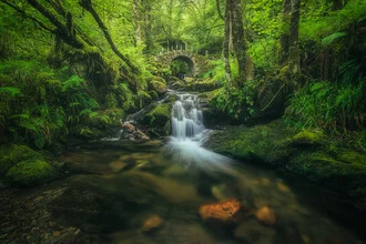 Photo art by Jean Claude Castor: waterfall at Fairy Bridge in Glencoe, Scotland.