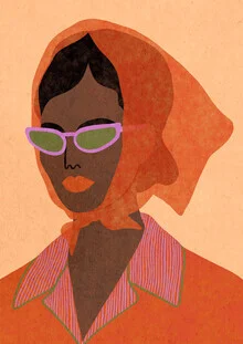 Illustration von Lemon Fee: stilvolles Porträt eines Mädchens im Boho-Chic.