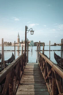 Photo art by Jean Claude Castor: gondolas at the Grand Canal at sunrise