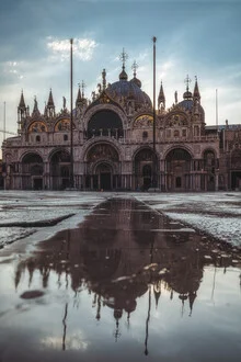 Photo art by Jean Claude Castor: Basilica San Marco reflected in a puddle