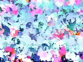 Wall art: Abstract depiction of a modern city in soft pastel colors