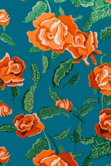 Wall art featuring floral patterns in soft colors with playful rose motifs by Uma Gokhale