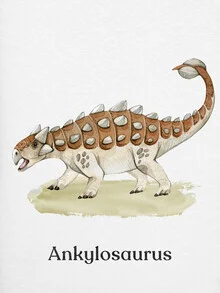 Illustration eines Ankylosaurus in sanften Farben mit einem freundlichen Ausdruck.