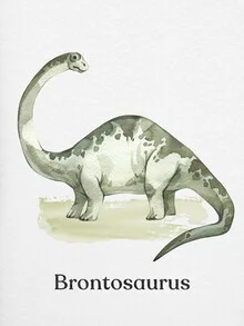 Illustration of a Brontosaurus in the jungle, cheerful mood for kids.