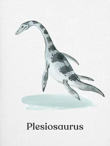 Wall art by Gal Pittel: playful illustration of a Plesiosaurus in water
