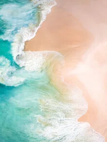 Photo art by Gal Pittel: Surfer gliding through gentle waves in a sunny coastal sea.