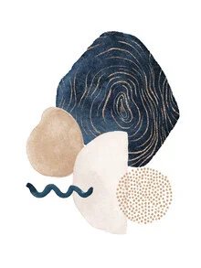 Abstract illustration in blue featuring shapes and soft gradients.