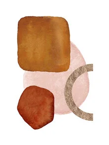 Abstract illustration in red with soft shapes and watercolor tones