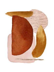 Illustration in red: gentle gradients and geometric shapes