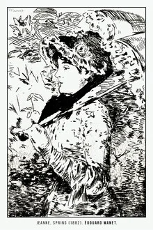 Drawing by Edouard Manet: portrait of Jeanne Spring in gentle lines