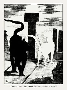 Illustration by Edouard Manet: relaxed cats in a calm room