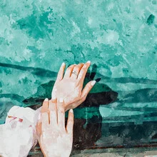 Illustration by Uma Gokhale: hands in water symbolizing spiritual tranquility
