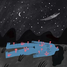 Illustration by Aley Wild: dark night featuring a symbolic representation of death