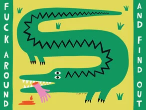 Farbenfrohe Illustration von Aley Wild mit einem humorvollen Spruch