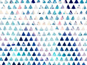 Wall art featuring geometric shapes in soft blue and white, minimal and calming.