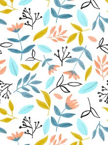 Wall art featuring colorful floral patterns, radiating a cheerful mood.